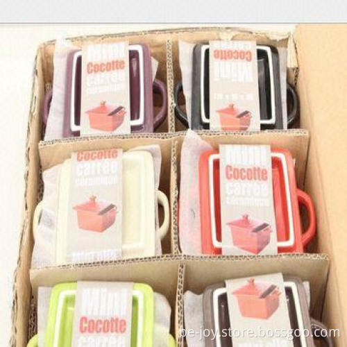 High-quality ceramic soup pot with handle and lid, various color and artworks are available